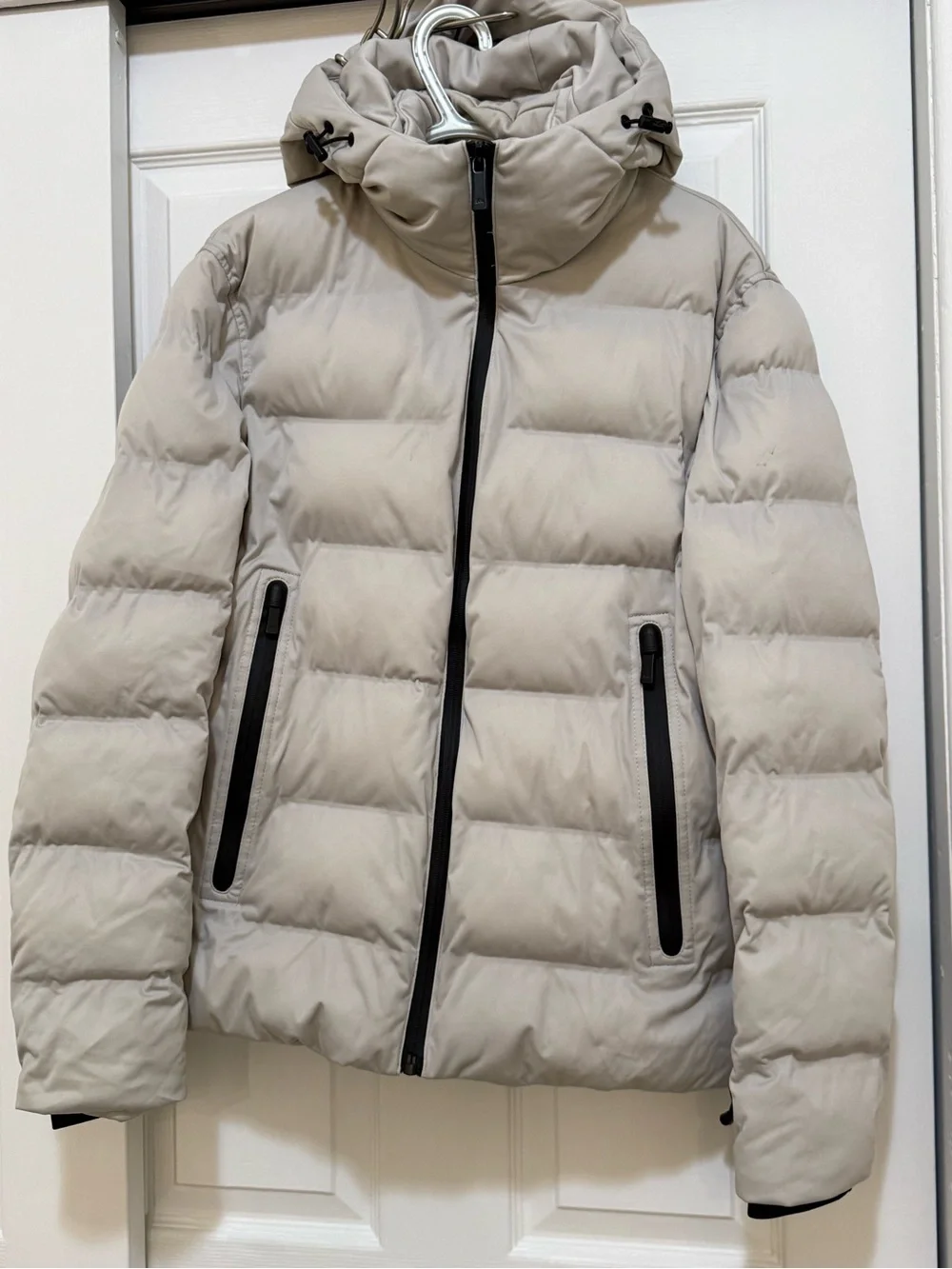 Zara Cream Puffer Jacket with Branded Label